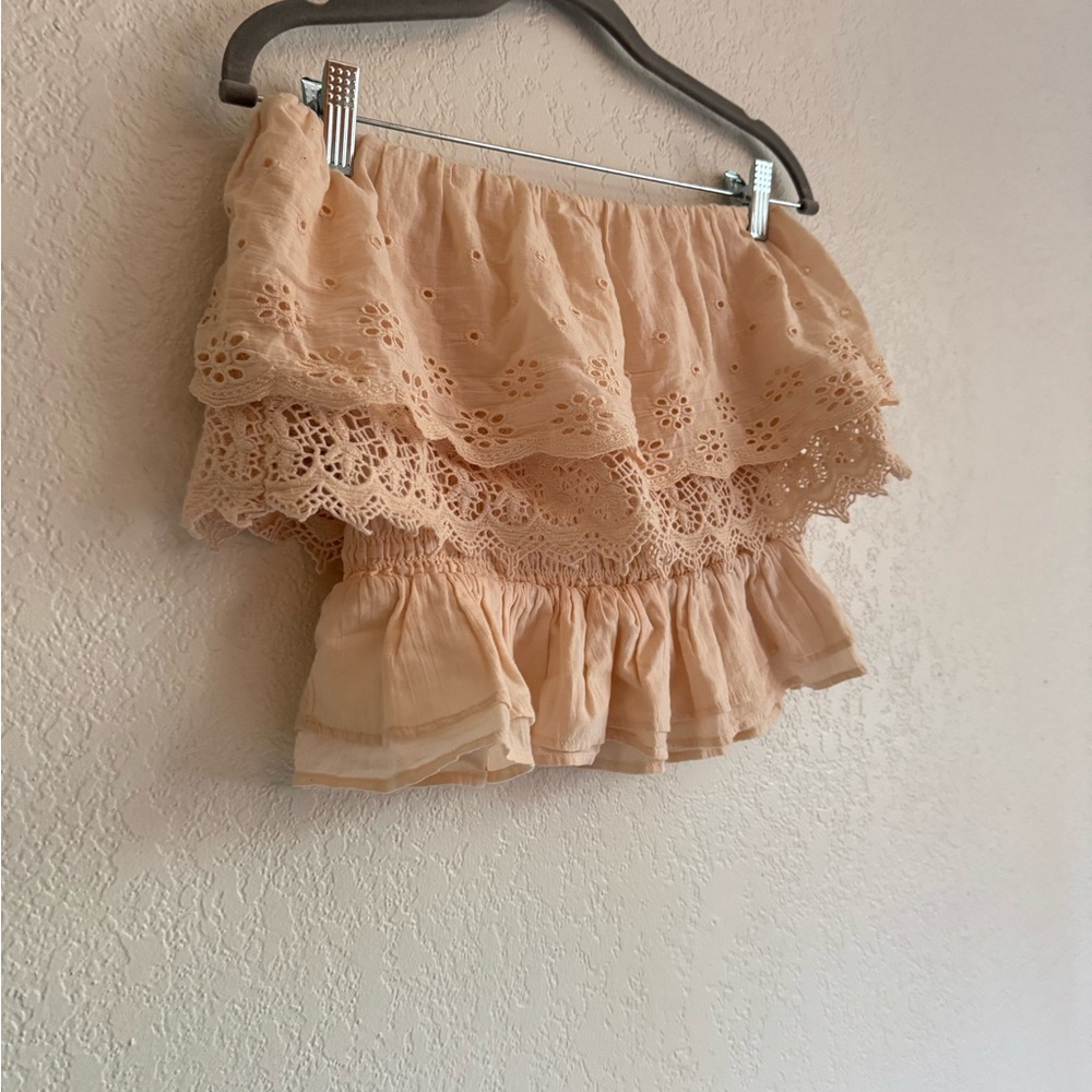 Peach Off-Shoulder Ruffle Top - Picture 3 of 6